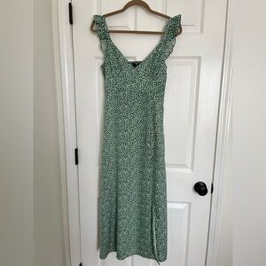 Fashion Nova Midi Dress Green Floral Small